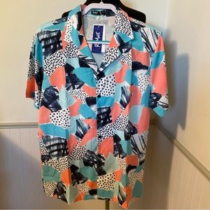 NWT Romwe Men's Button Down Shirt Short Sleeve Casual Summer Top